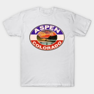 Ski Aspen Colorado Skiing Winter Sports Snowboarding Vintage Style T-Shirt